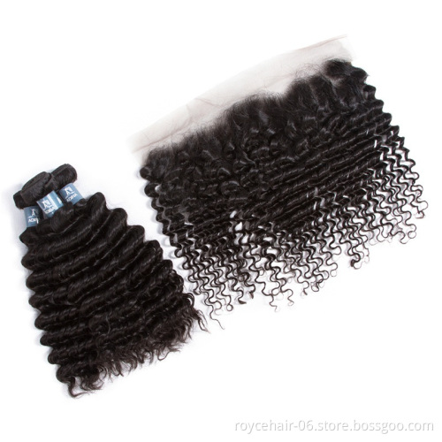 Reliable Quality 9A 10A 11A  Brazilian Virgin Human Hair Bundles And Pre Plucked Lace Frontal Closure 13x4 With Baby Hair